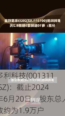 多利科技(001311.SZ)：截止2024年6月20日，股东总人数约为1.9万户