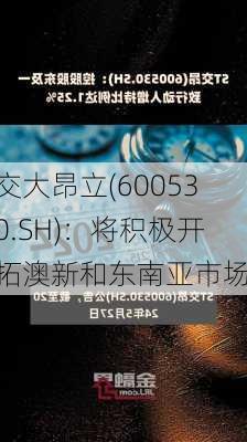 交大昂立(600530.SH)：将积极开拓澳新和东南亚市场