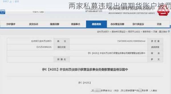 两家私募违规出借期货账户被罚