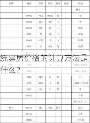 统建房价格的计算方法是什么？