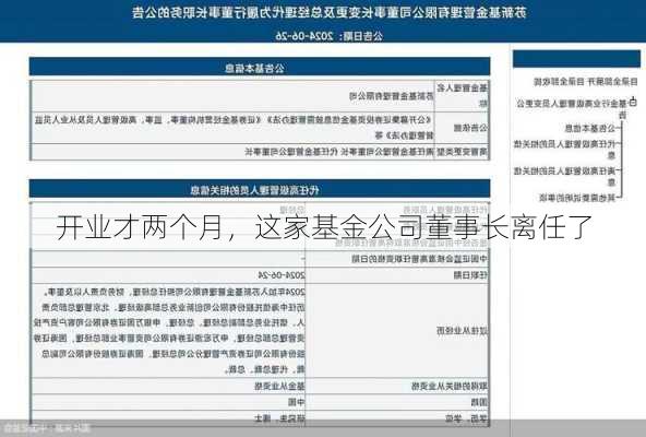 开业才两个月，这家基金公司董事长离任了