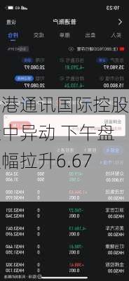 香港通讯国际控股盘中异动 下午盘大幅拉升6.67%