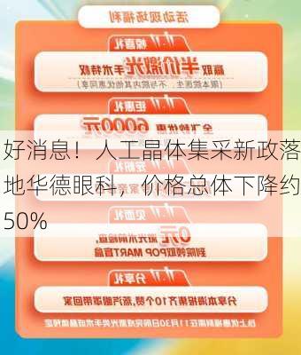 好消息！人工晶体集采新政落地华德眼科，价格总体下降约50%