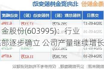 甬金股份(603995)：行业底部逐步确立 公司产量继续增长