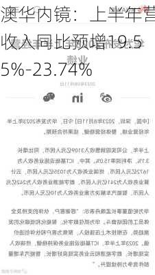 澳华内镜：上半年营业收入同比预增19.55%-23.74%