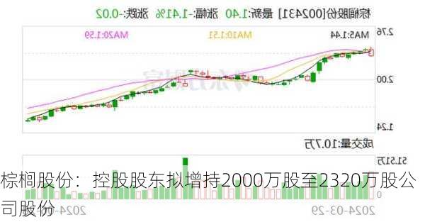 棕榈股份：控股股东拟增持2000万股至2320万股公司股份