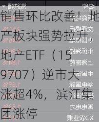 销售环比改善！地产板块强势拉升，地产ETF（159707）逆市大涨超4%，滨江集团涨停