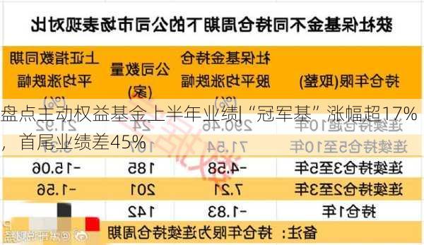 盘点主动权益基金上半年业绩|“冠军基”涨幅超17%，首尾业绩差45%