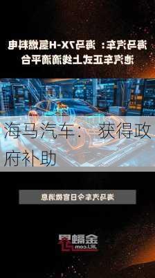 海马汽车： 获得政府补助