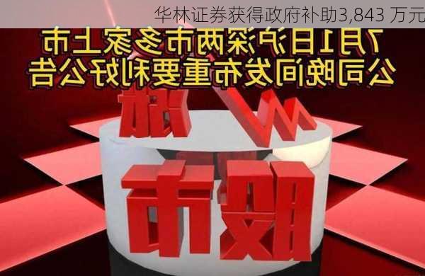 华林证券获得政府补助3,843 万元