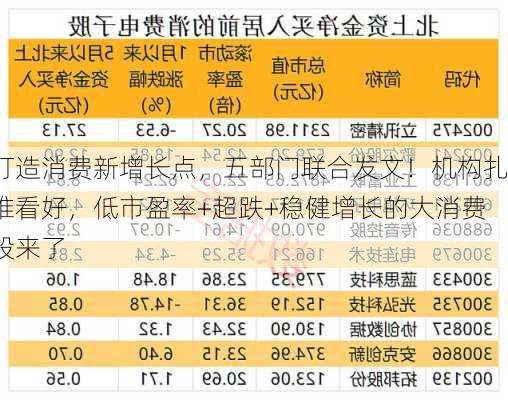 打造消费新增长点，五部门联合发文！机构扎堆看好，低市盈率+超跌+稳健增长的大消费股来了