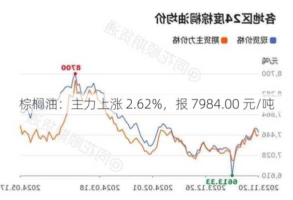 棕榈油：主力上涨 2.62%，报 7984.00 元/吨