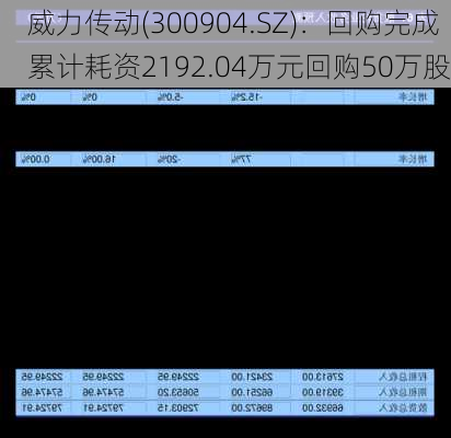 威力传动(300904.SZ)：回购完成 累计耗资2192.04万元回购50万股