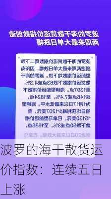 波罗的海干散货运价指数：连续五日上涨