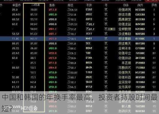 中国和韩国的年换手率最高，投资者持股时间最短？