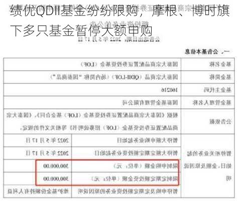 绩优QDII基金纷纷限购，摩根、博时旗下多只基金暂停大额申购