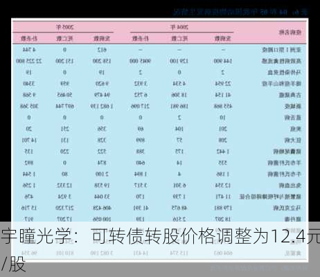 宇瞳光学：可转债转股价格调整为12.4元/股