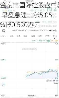 金泰丰国际控股盘中异动 早盘急速上涨5.05%报0.520港元