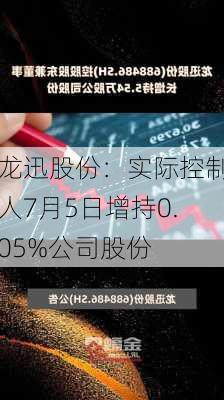 龙迅股份：实际控制人7月5日增持0.05%公司股份