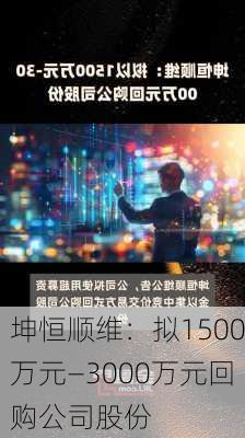 坤恒顺维：拟1500万元—3000万元回购公司股份