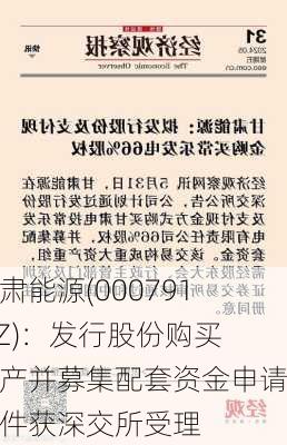 甘肃能源(000791.SZ)：发行股份购买资产并募集配套资金申请文件获深交所受理