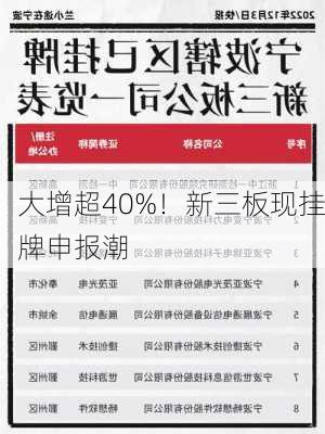 大增超40%！新三板现挂牌申报潮