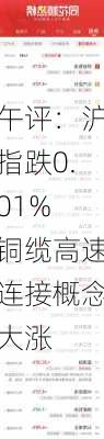 午评：沪指跌0.01% 铜缆高速连接概念大涨