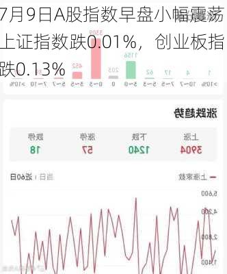 7月9日A股指数早盘小幅震荡，上证指数跌0.01%，创业板指跌0.13%