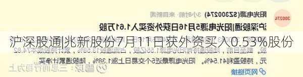 沪深股通|兆新股份7月11日获外资买入0.53%股份