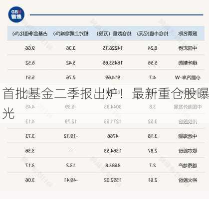 首批基金二季报出炉！最新重仓股曝光