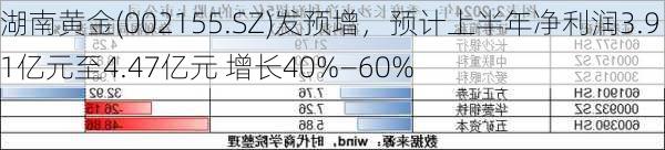 湖南黄金(002155.SZ)发预增，预计上半年净利润3.91亿元至4.47亿元 增长40%—60%