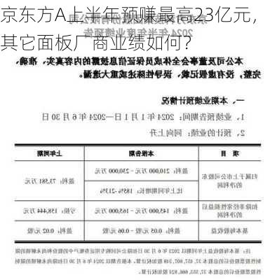 京东方A上半年预赚最高23亿元，其它面板厂商业绩如何？