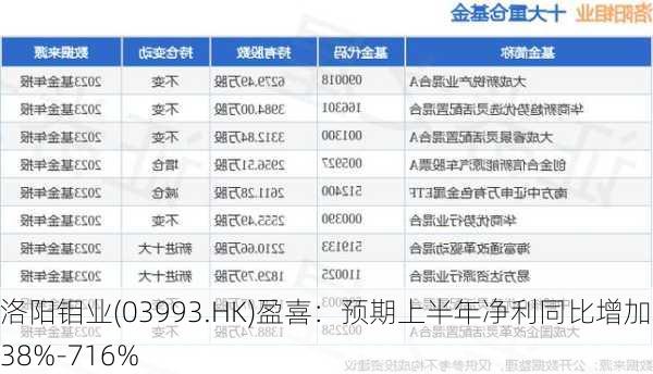 洛阳钼业(03993.HK)盈喜：预期上半年净利同比增加638%-716%