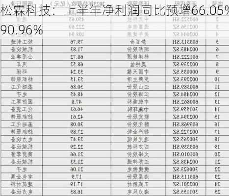 松霖科技：上半年净利润同比预增66.05%―90.96%