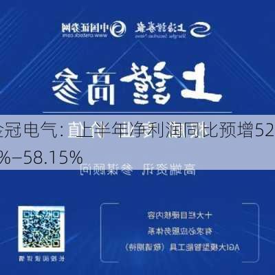 金冠电气：上半年净利润同比预增52.07%―58.15%