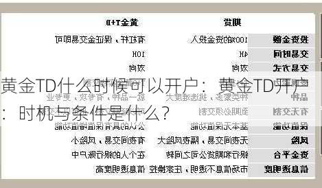 黄金TD什么时候可以开户：黄金TD开户：时机与条件是什么？