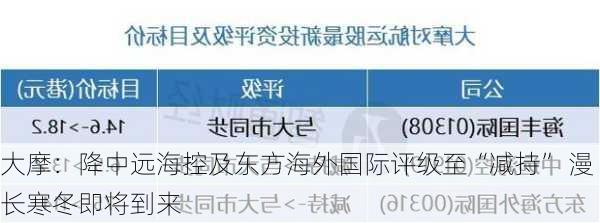 大摩：降中远海控及东方海外国际评级至“减持” 漫长寒冬即将到来