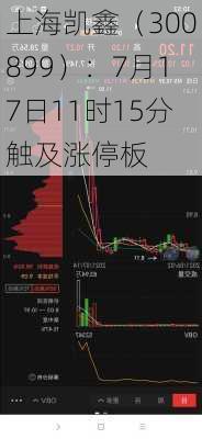 上海凯鑫（300899）：7月17日11时15分触及涨停板