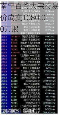 南宁百货大宗交易折价成交1080.00万股