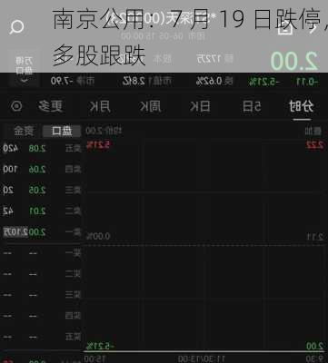 南京公用：7 月 19 日跌停，多股跟跌