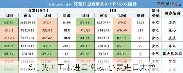 6月我国玉米进口锐减  小麦进口大增