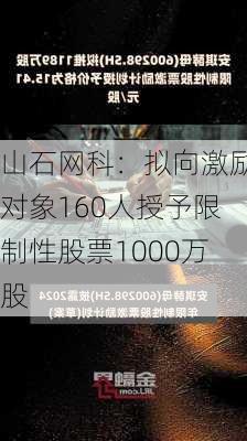 山石网科：拟向激励对象160人授予限制性股票1000万股