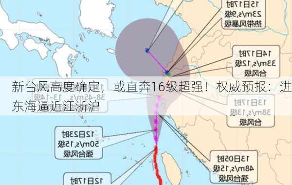 新台风高度确定，或直奔16级超强！权威预报：进东海逼近江浙沪