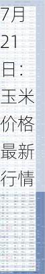 7月21日：玉米价格最新行情