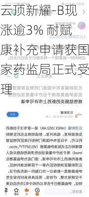 云顶新耀-B现涨逾3% 耐赋康补充申请获国家药监局正式受理