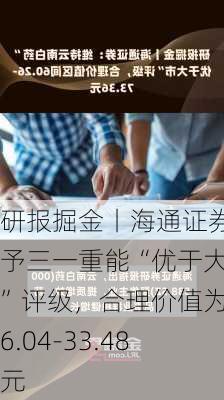 研报掘金丨海通证券：予三一重能“优于大市”评级，合理价值为26.04-33.48元