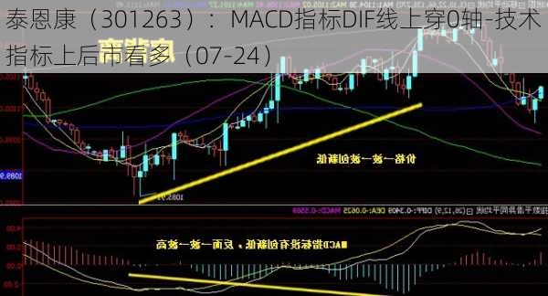 泰恩康（301263）：MACD指标DIF线上穿0轴-技术指标上后市看多（07-24）