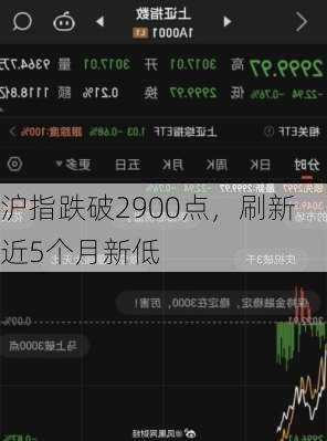 沪指跌破2900点，刷新近5个月新低