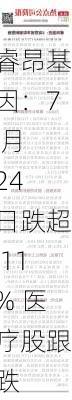 睿昂基因：7 月 24 日跌超 11% 医疗股跟跌