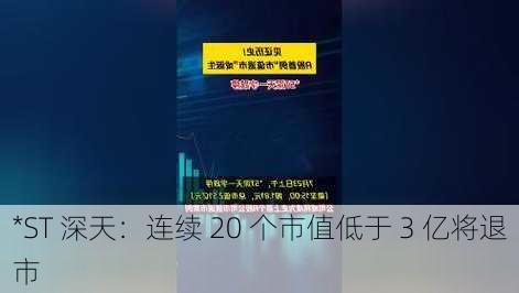 *ST 深天：连续 20 个市值低于 3 亿将退市